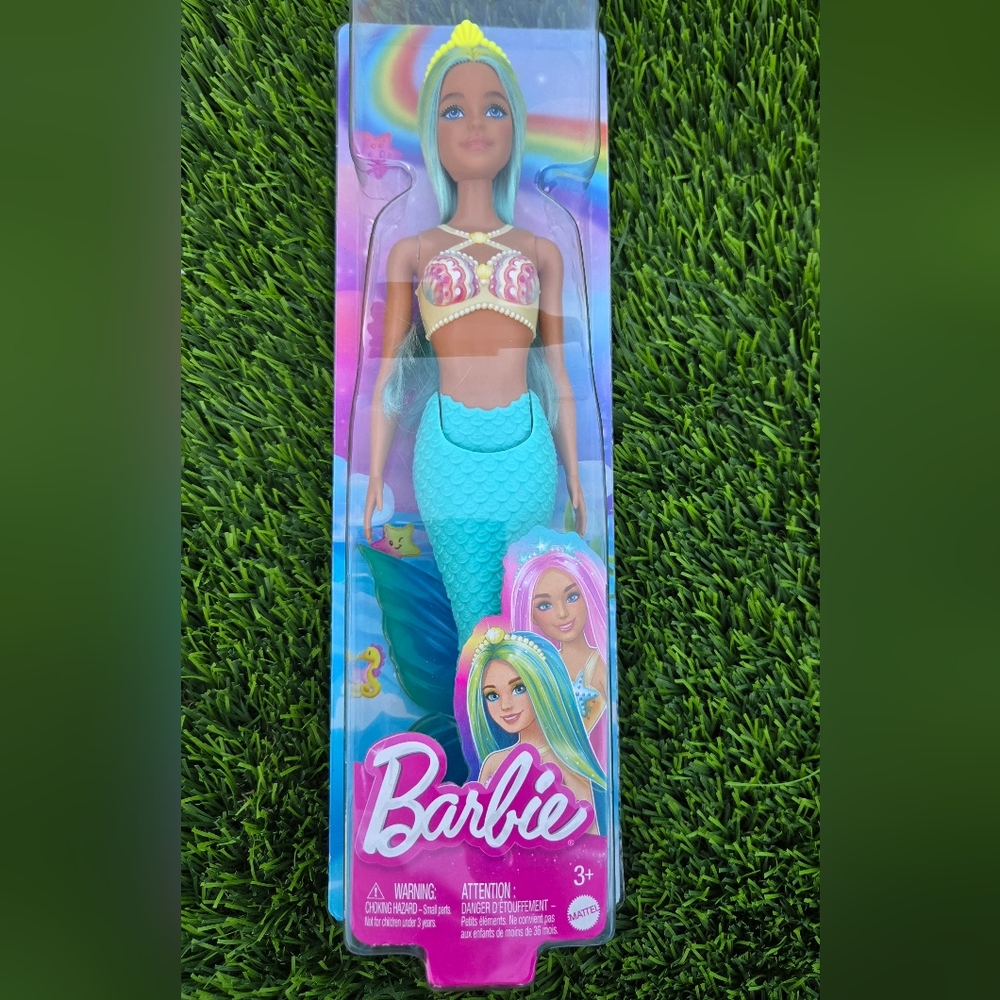 Barbie Mermaid Doll with Turquoise Tail and Rainbow Top